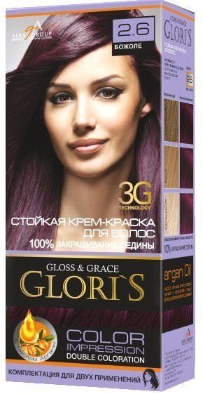 Стойкая крем-краска для волос (2 применения) Glori`s 2.6 божоле фото 1 &mdash; TD-EX.RU
