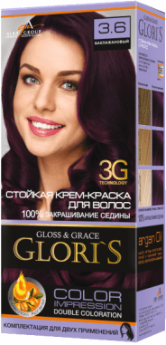Стойкая крем-краска для волос (2 применения) Glori`s 3.6 баклажановый фото 1 &mdash; TD-EX.RU