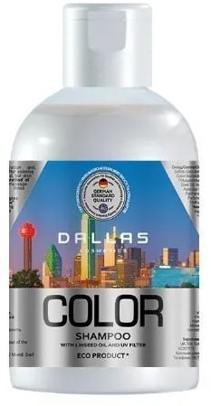 Dallas шампунь для окрашенных и поврежденных волос с льняным маслом и УФ-фильтром Color Protecting, 1000 мл фото 1 &mdash; TD-EX.RU