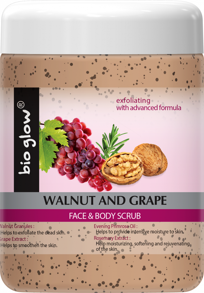 Скраб для лица "Walnut and Grape" с гранулами грецкого ореха, экстрактом винограда Bio Glow, 500 мл.    фото 1 &mdash; TD-EX.RU