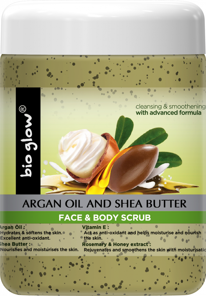 Скраб для лица и тела "Argan oil and Shea butter" с аргановым маслом, маслом Ши Bio Glow, 500 мл.     фото 1 &mdash; TD-EX.RU