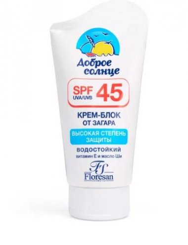 Крем-блок от загара водостойкий SPF 45 Floresan, 125 мл     &mdash; TD-EX.RU