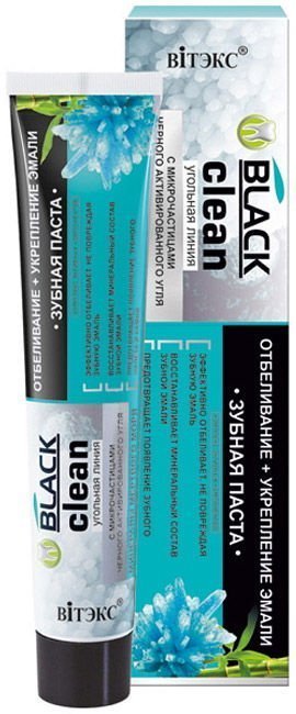 Зубная паста "Отбеливание + укрепление эмали" Black Clean Витэкс, 85 г фото 1 &mdash; TD-EX.RU