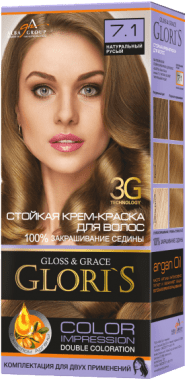 Стойкая крем-краска для волос (2 применения) Glori`s 7.1 натуральный русый фото 1 &mdash; TD-EX.RU