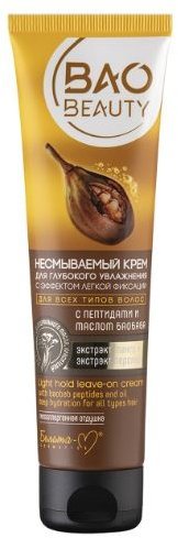 Несмываемый крем для глубокого увлажнения с эффектом легкой фиксации для все типов волос с пептидами и маслом баобаба BAOBEAUTY Белита-М, 100 г фото 1 &mdash; TD-EX.RU