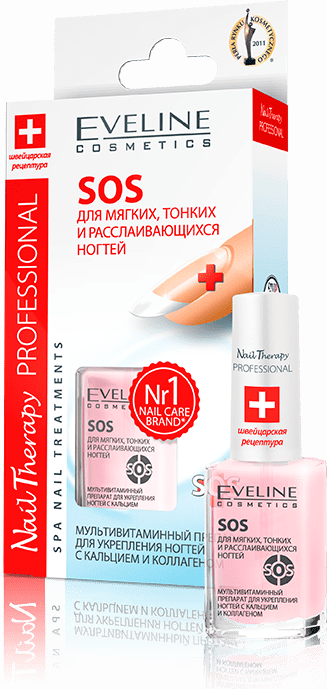 Eveline Лечебный лак для мягких и тонких ногтей Sos, 12 мл фото 1 &mdash; TD-EX.RU