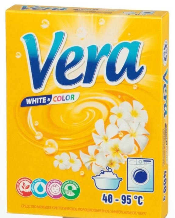 Стиральный порошок Vera Универсальный для цветного и белого белья Аквасан, 400 г. фото 1 &mdash; TD-EX.RU