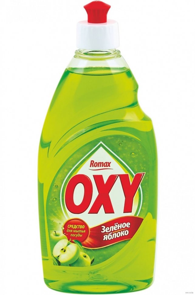 Средство для мытья посуды "OXY" Зеленое яблоко Romax, 900г  фото 1 &mdash; TD-EX.RU
