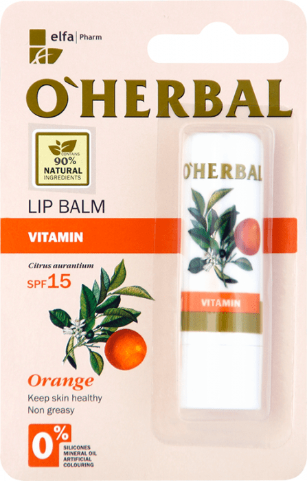 Витаминный бальзам для губ с маслом апельсина O’Herbal SPF 15, 4,8 г фото 1 &mdash; TD-EX.RU