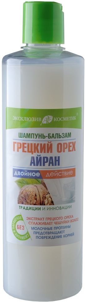 Шампунь-бальзам "Грецкий орех и Айран" Эксклюзивкосметик, 500 мл фото 1 &mdash; TD-EX.RU