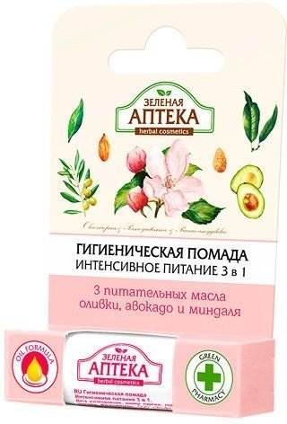 Гигиеническая помада Интенсивное питание 3в1 Зеленая аптека, 3,6 г (без упаковки) фото 1 &mdash; TD-EX.RU