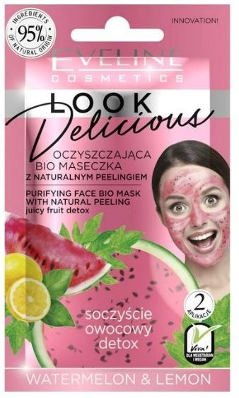 Очищающая биoмаска для лица с натуральным скрабом Арбуз и лимон Look Delicious Eveline, 10 мл фото 1 &mdash; TD-EX.RU