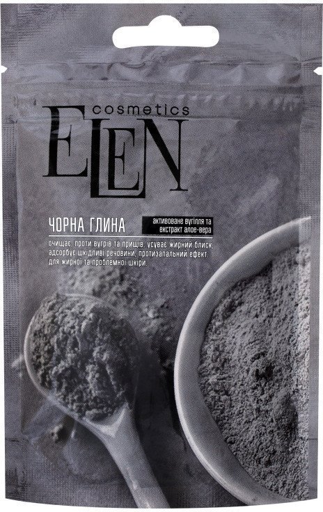 Глина черная с активированным углем и алоэ-вера Elen Cosmetics, 50 г фото 1 &mdash; TD-EX.RU