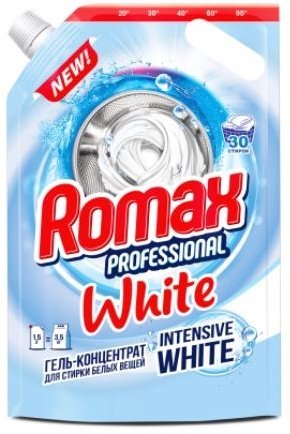 Гель-концентрат для стирки белых вещей "Romax Professional" White Дой-пак Romax, 1.5 кг фото 1 &mdash; TD-EX.RU