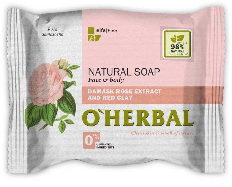 Натуральное мыло с экстрактом дамасской розы и красной глиной O'Herbal, 100 г фото 1 &mdash; TD-EX.RU