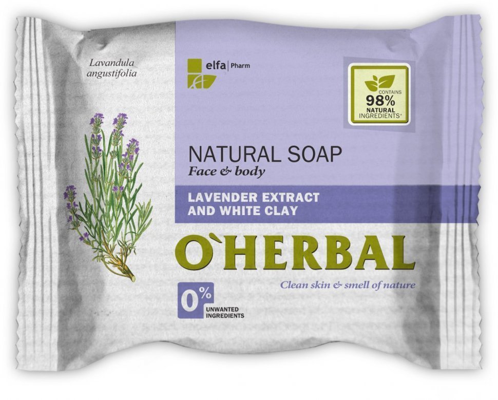 Натуральное мыло с экстрактом лаванды и белой глиной O'Herbal, 100 г фото 1 &mdash; TD-EX.RU