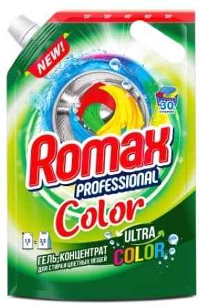 Гель-концентрат для стирки цветных вещей "Romax Professional" Color Дой-пак Romax, 1.5 кг  фото 1 &mdash; TD-EX.RU