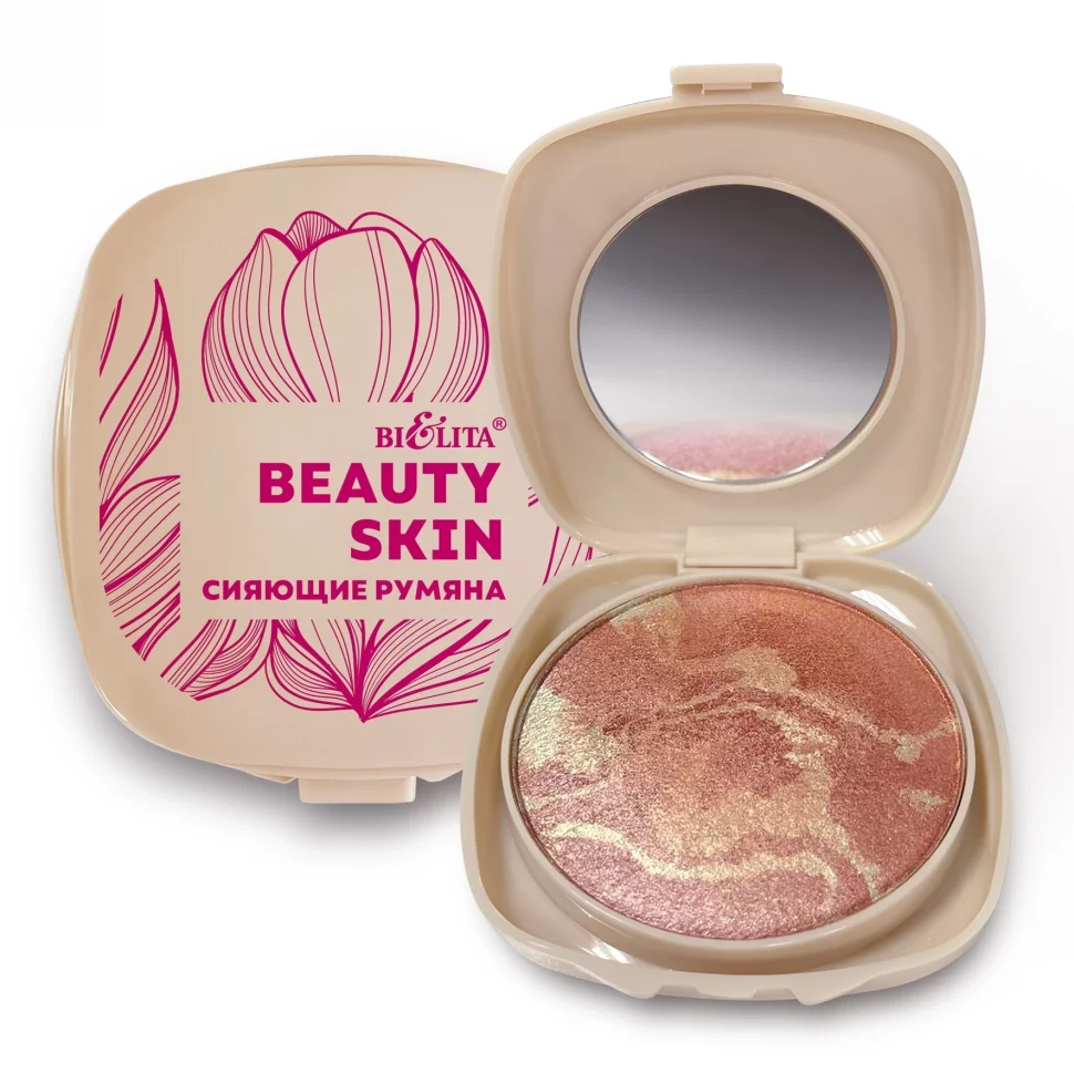 Сияющие румяна Beauty Skin, тон 06 Sunny Kisses Белита, 15,5 г  фото 1 &mdash; TD-EX.RU