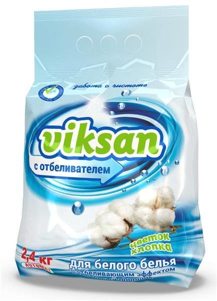 Стиральный порошок VIKSAN автомат с отбеливателем для белого "Цветок хлопка" Аквасан, 2,4 кг фото 1 &mdash; TD-EX.RU