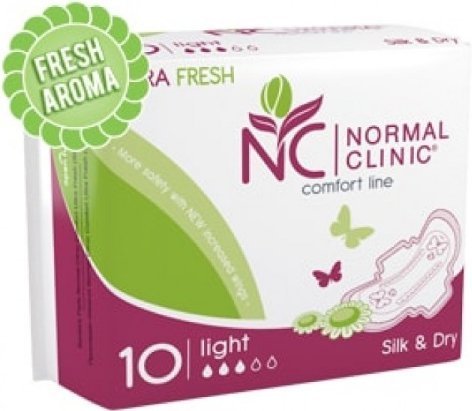 Гигиенические прокладки Ultra Fresh Silk&Dry Light (3 капли, 240 мм) в полиэтиленовой упаковке NORMAL Clinic, 10 шт фото 1 &mdash; TD-EX.RU