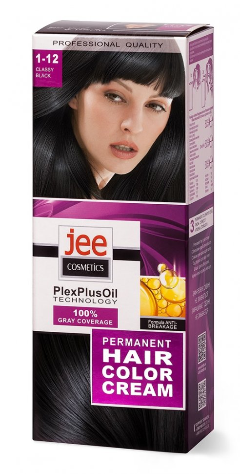 Стойкая крем-краска для волос JEE COSMETICS тон 1-12 Стильный черный фото 1 &mdash; TD-EX.RU