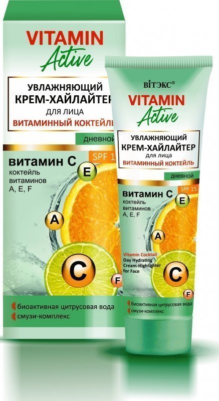 Увлажняющий крем - хайлайтер для лица Витаминный коктейль SPF 15 Дневной Витэкс, 40 мл фото 1 &mdash; TD-EX.RU