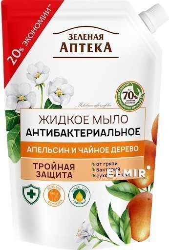 Мыло жидкое Зеленая аптека Антибактериальное Апельсин и Чайное дерево 460 мл фото 1 &mdash; TD-EX.RU