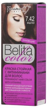 Краска стойкая с витаминами для волос Belita сolor тон 7.42 Каштан, Белита  фото 1 &mdash; TD-EX.RU