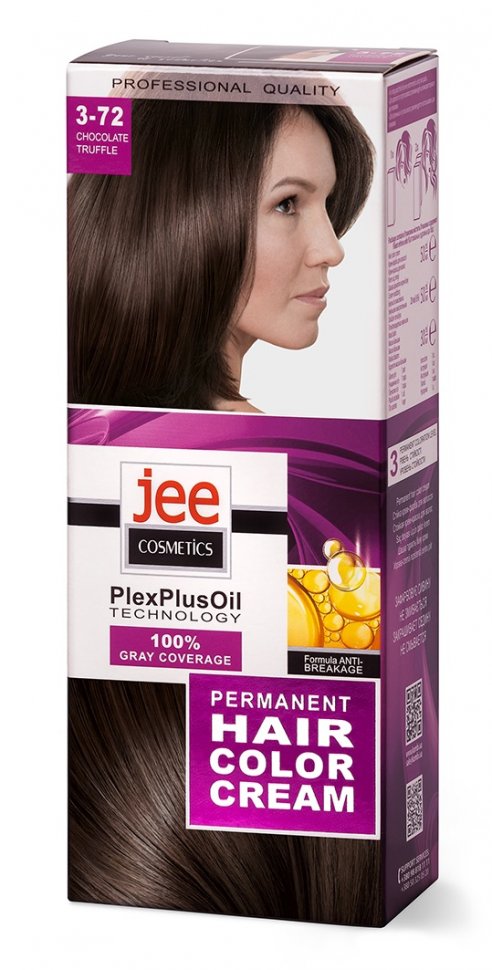 Стойкая крем-краска для волос JEE COSMETICS тон 3-72 Шоколадный трюфель фото 1 &mdash; TD-EX.RU
