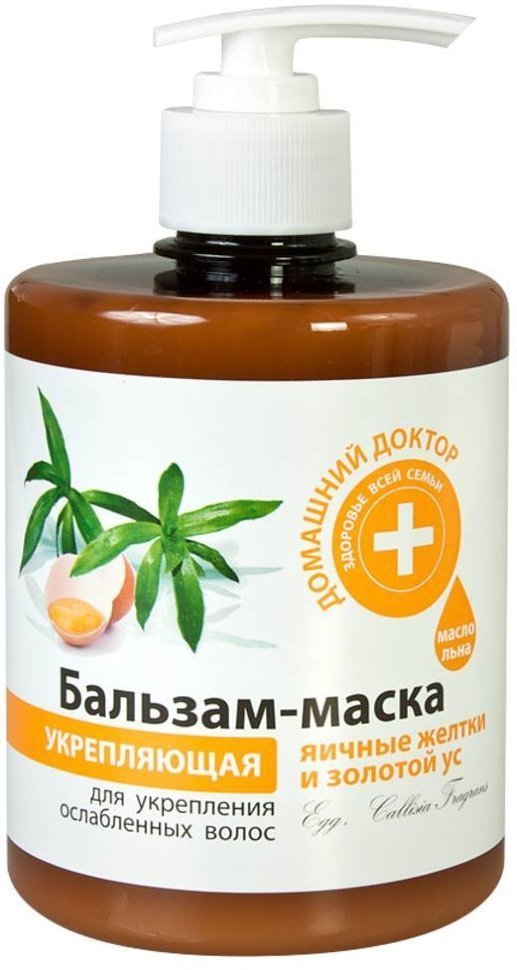 Бальзам-маска Укрепляющая "Яичные желтки и золотой ус" Домашний доктор, 500 мл фото 1 &mdash; TD-EX.RU