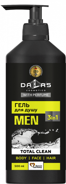 Dalas Мужской шампунь-гель для душа 3в1 Total Clean, 500 г фото 1 &mdash; TD-EX.RU