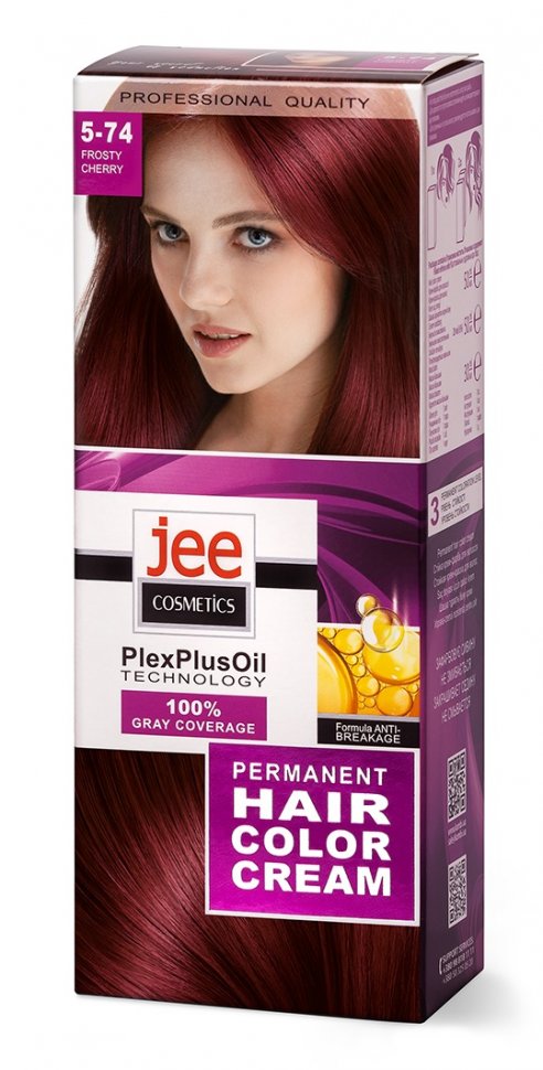 Стойкая крем-краска для волос JEE COSMETICS тон 5-74 Морозная вишня фото 1 &mdash; TD-EX.RU