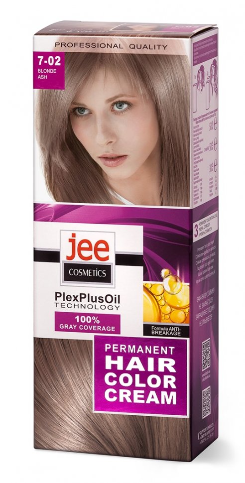 Стойкая крем-краска для волос JEE COSMETICS тон 7-02 Светло-русый пепельный фото 1 &mdash; TD-EX.RU