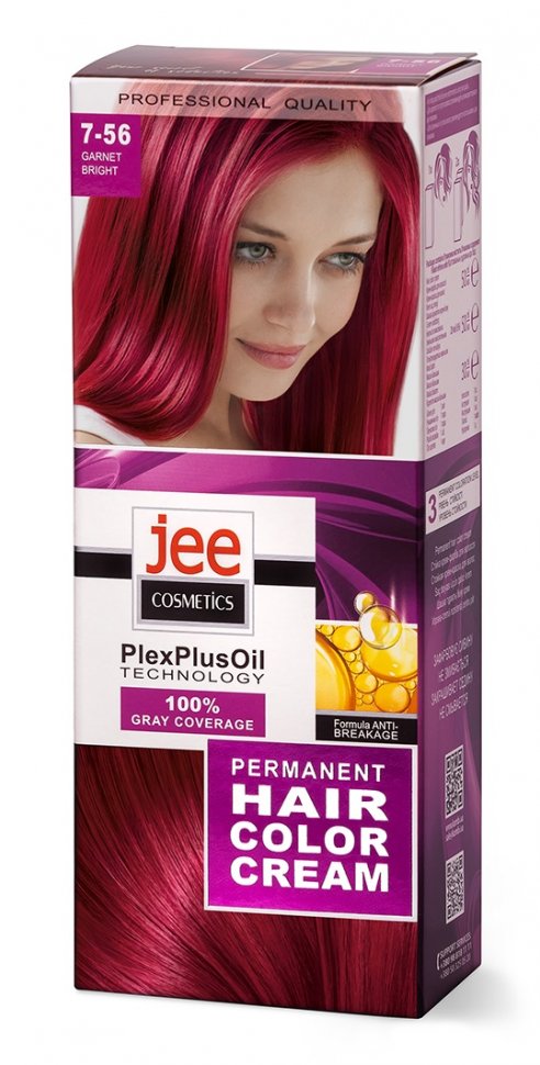 Стойкая крем-краска для волос JEE COSMETICS тон 7-56 Яркий гранат фото 1 &mdash; TD-EX.RU