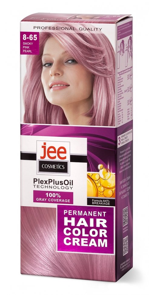 Стойкая крем-краска для волос JEE COSMETICS тон 8-65 Дымчато-розовый жемчуг фото 1 &mdash; TD-EX.RU