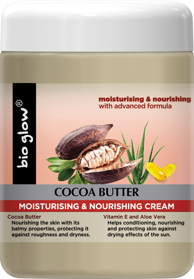 Увлажняющий и питательный крем для тела "Cocoa butter" с маслом какао, алое вера и витамином Е Bio Glow, 500 мл фото 1 &mdash; TD-EX.RU