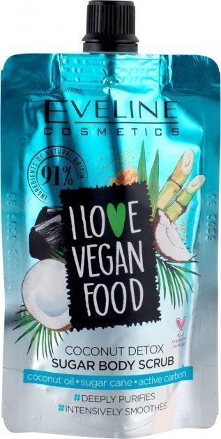 Сахарный скраб для тела Cosmetics I Love Vegan Food Sugar Body Scrub Coconut Eveline, 75 мл фото 1 &mdash; TD-EX.RU