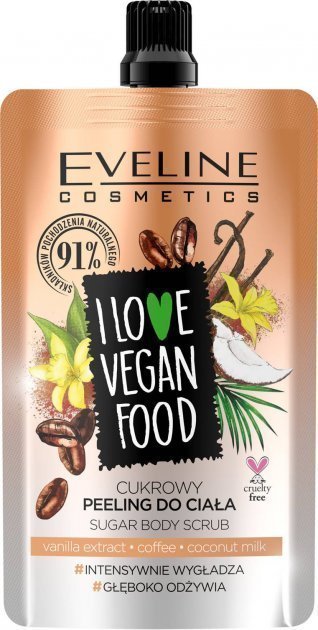 Сахарный скраб для тела Cosmetics I Love Vegan Food Sugar Body Scrub Vanilla Latte Eveline, 75 мл фото 1 &mdash; TD-EX.RU