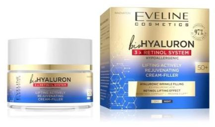 Омолаживающий крем-филлер против морщин день/ночь 50+ BioHyaluron 3x Retinol System Eveline, 50 мл  фото 1 &mdash; TD-EX.RU