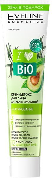 Крем-детокс для лица Антибактериальный - Матирование I LOVE BIO + Комплекс 12 Целебных Трав Eveline, 125мл фото 1 &mdash; TD-EX.RU