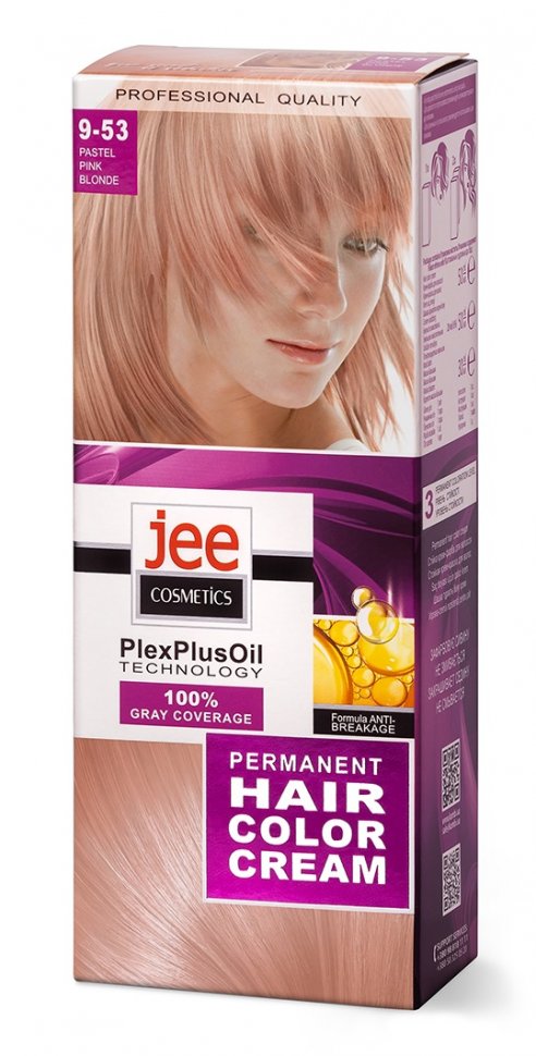 Стойкая крем-краска для волос JEE COSMETICS тон 9-53 Пастельный розовый блонд фото 1 &mdash; TD-EX.RU