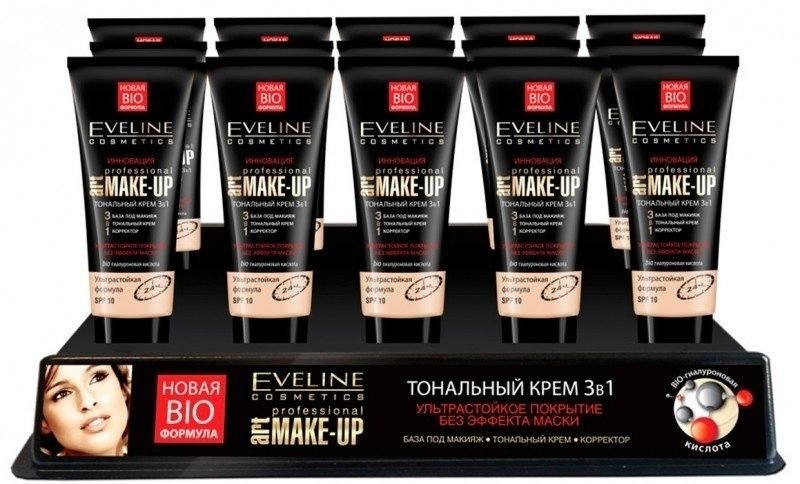 Ультрастойкий тональный крем Art Professional Make Up 3 в 1 (набор 20 шт + 5 тестеров) Eveline, 20x30 мл фото 1 &mdash; TD-EX.RU