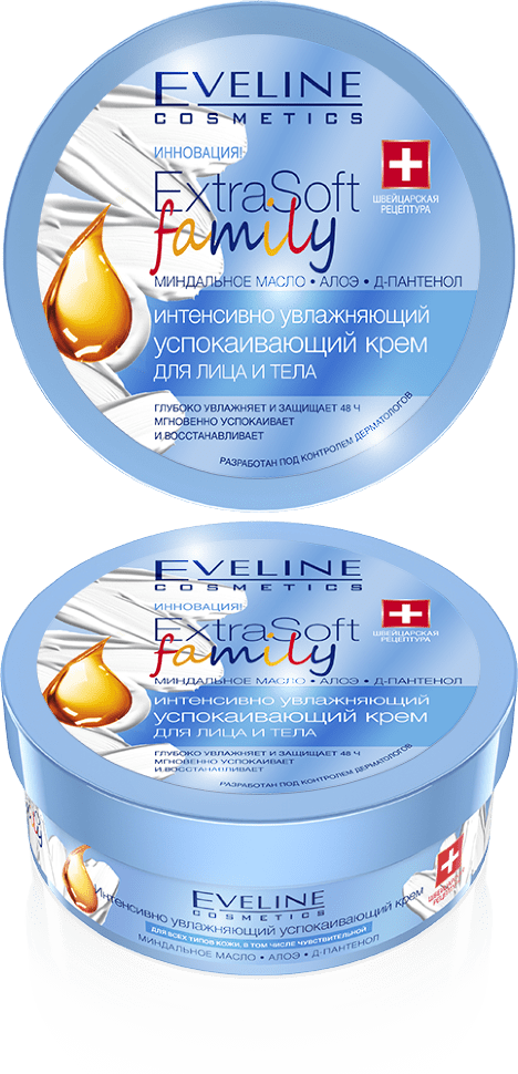Интенсивно увлажняющий успокаивающий крем для лица и тела Extra Soft Family Eveline, 175 мл фото 1 &mdash; TD-EX.RU