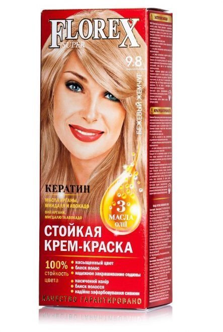 Florex-Super NEW КЕРАТИН Краска для волос 9.8 бежевый жемчуг фото 1 &mdash; TD-EX.RU