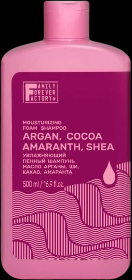 Пенный увлажняющий шампунь масло арганы, ши, какао, амаранта Family Forever Factory, 500 мл фото 1 &mdash; TD-EX.RU
