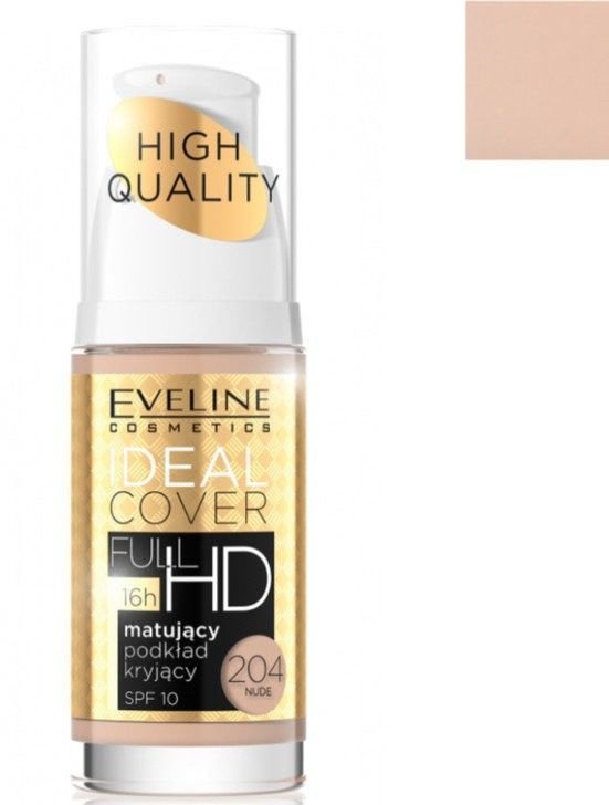 Матирующий тональный крем Ideal Cover Full HD SPF10 №204 Nude Eveline, 30 мл фото 1 &mdash; TD-EX.RU