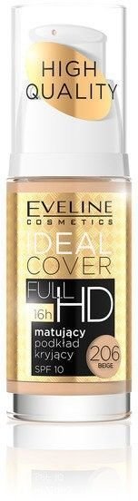 Матирующий тональный крем Ideal Cover Full HD SPF10 №206 Beige Eveline, 30 мл фото 1 &mdash; TD-EX.RU