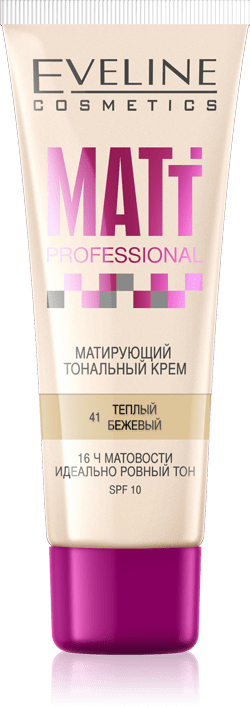 Матирующий тональный крем Matt Professional №41 теплый бежевый Eveline, 30 мл фото 1 &mdash; TD-EX.RU