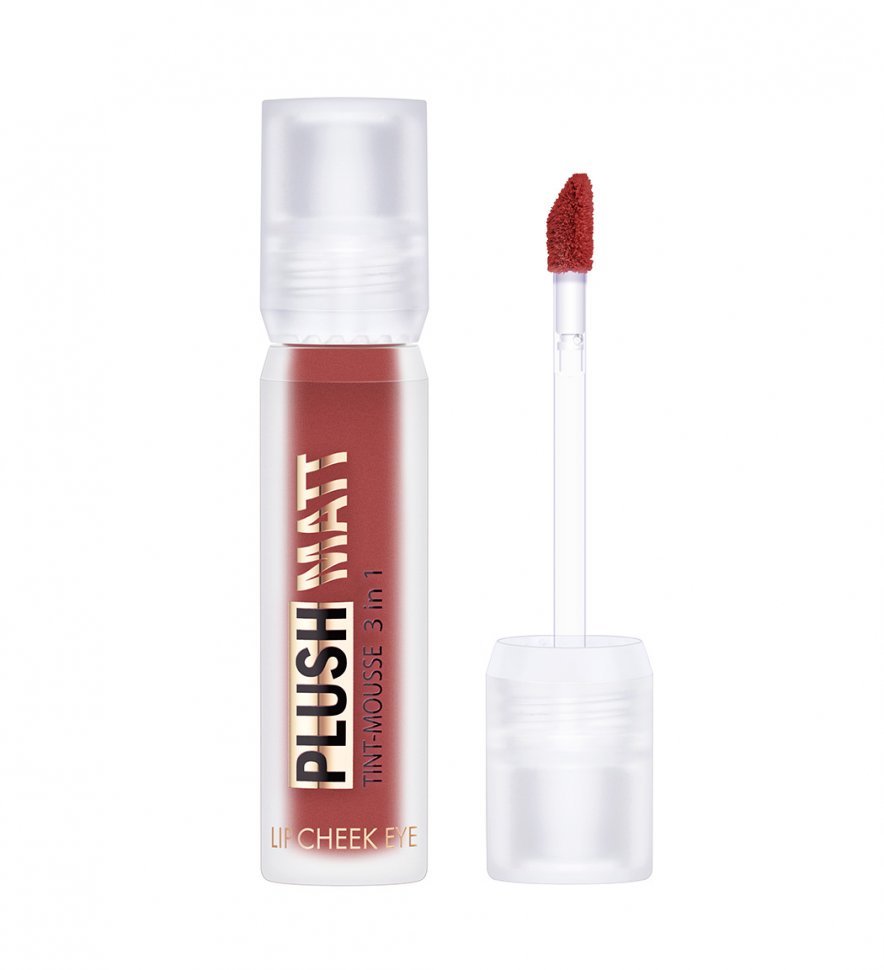 Тинт-мусс 3 в 1 для губ, щек и век PLUSH MATT тон 306 Plumy Plum Luxvisage   фото 1 &mdash; TD-EX.RU