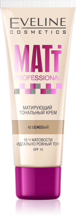 Матирующий тональный крем Matt Professional №42 бежевый Eveline, 30 мл фото 1 &mdash; TD-EX.RU